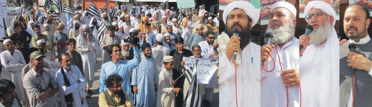 JUI workers protest in mingora against sucide attack on JUI leader