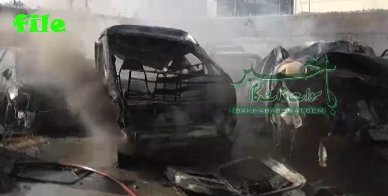 مدین، سروس اسٹیشن میں کھڑی گاڑیاں جل گئیں