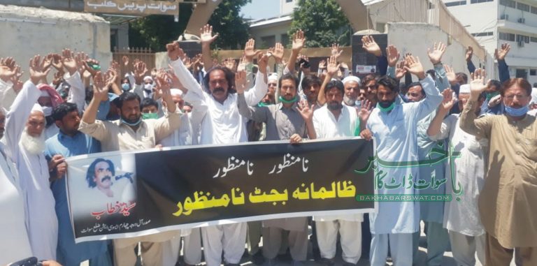 سوات، درجہ چہارم ملازمین کا حالیہ بجٹ کے خلاف ہڑتال اور مظاہرہ