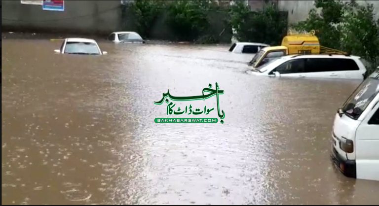 سوات، طوفانی بارش کے بعد ندی نالے اُبل پڑے، گاڑیاں بہہ گئیں