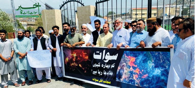 سوات، جنگلات میں آگ لگنے کے خلاف سول سوسائٹی کا احتجاج
