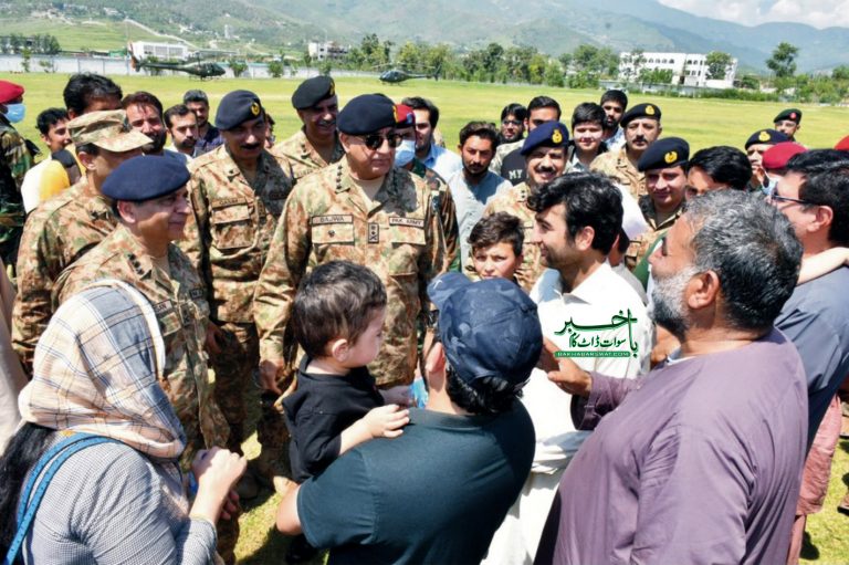 چیف آف آرمی سٹاف کا سوات میں سیلاب سے متاثرہ علاقوں کا دورہ