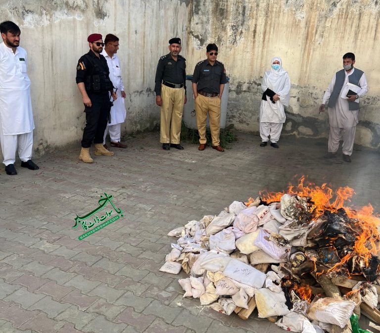 سوات، ضلعی پولیس کی طرف سے پکڑی گئی منشیات تلف