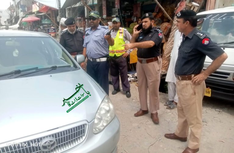 سوات، تجاوزات کے خلاف ٹریفک پولیس کی کارروائی کا آغاز